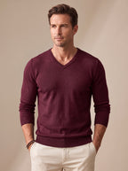 Men's Lightweight Stretch V-Neck Knit Jumper
