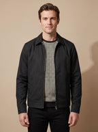 Men's Shirt-Collar Zip Harrington with Check Lining