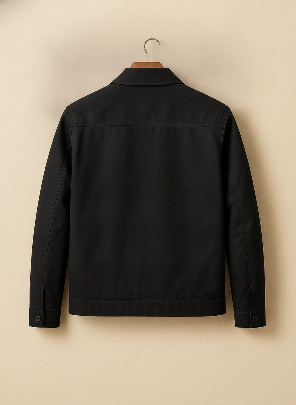 Men's Shirt-Collar Zip Harrington with Check Lining