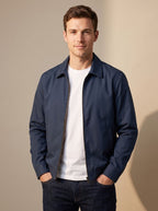 Men's Shirt-Collar Zip Harrington with Check Lining
