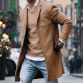 Men's Below-the-Knee Structured Shoulder City Coat - Khaki