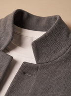 Men's Three-Button Stand Collar Textured Cardigan