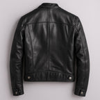 Men's Vintage Leather-Look Full-Zip Biker Jacket