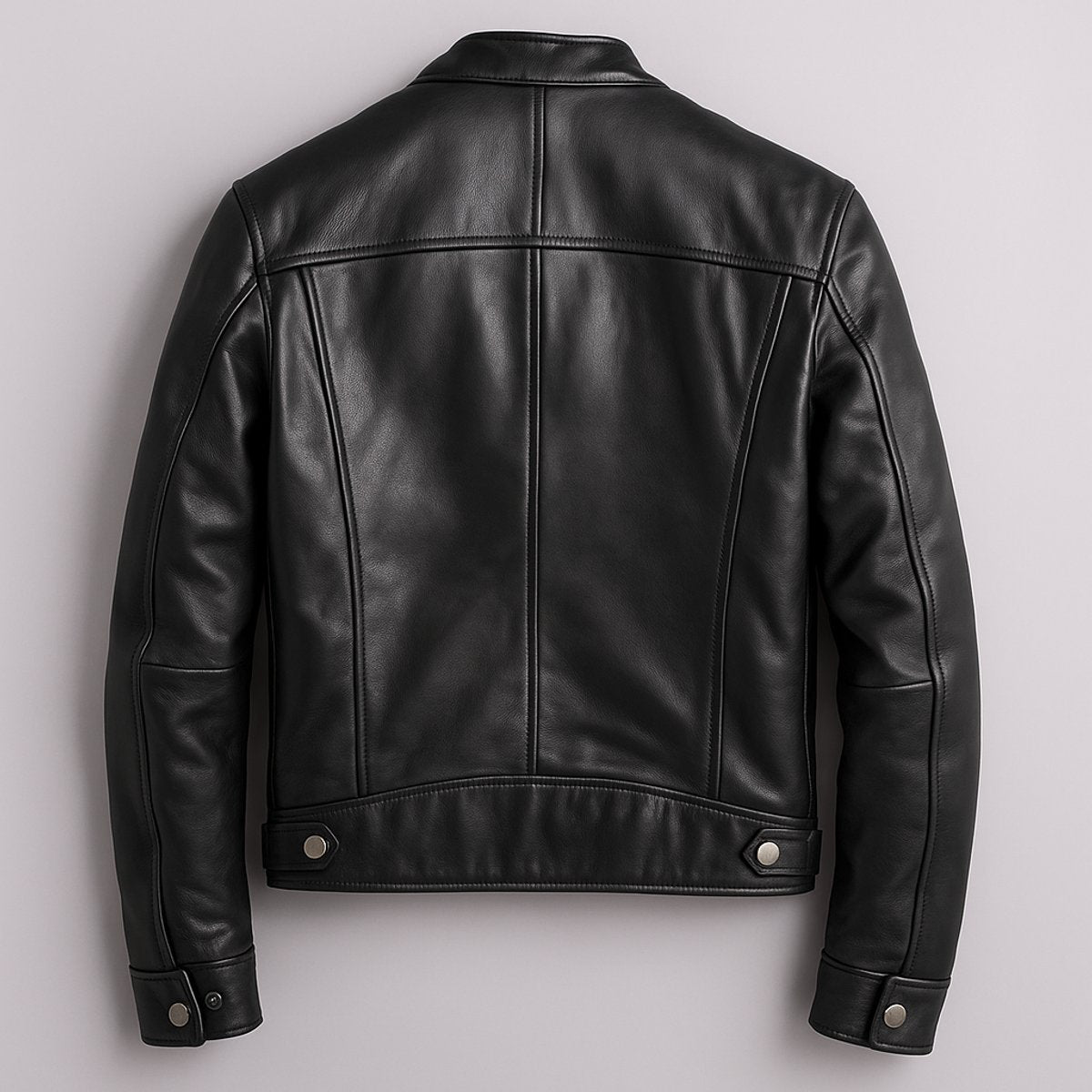 Men's Vintage Leather-Look Full-Zip Biker Jacket