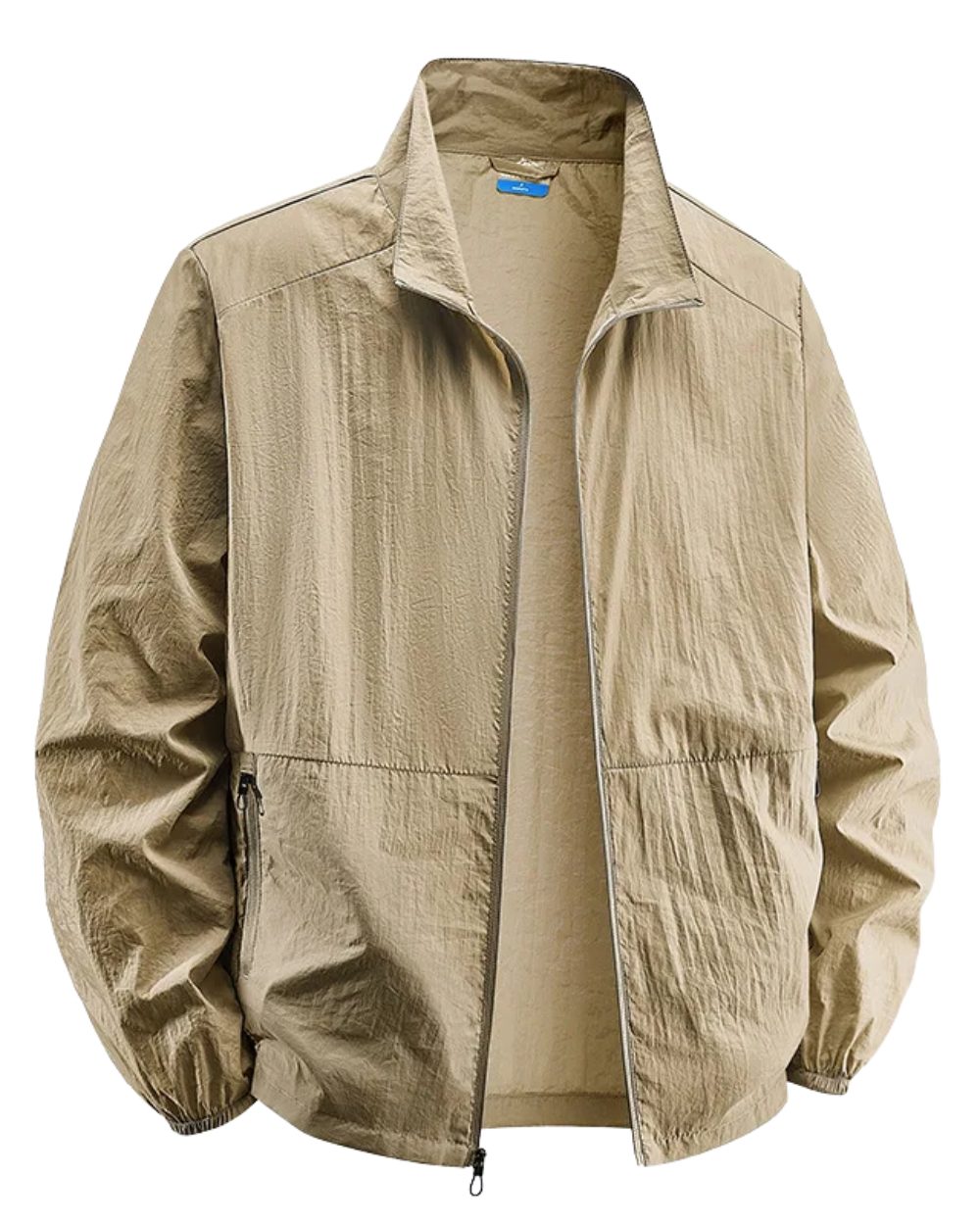 Men's Crinkle-Texture Casual Zip Jacket