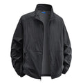 Men's Crinkle-Texture Casual Zip Jacket - Black