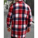 Women's Lapel Collar Check Overshirt with Utility Pockets