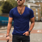 Men's Deep V-Neck Fitted Short-Sleeve T-Shirt