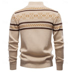 Women's Stand Collar Zip-Up Fair Isle Knit Cardigan