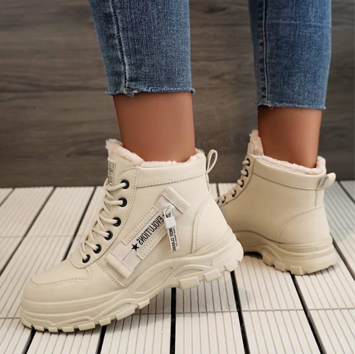 Women's Sporty Chunky Sole Sherpa Winter Boots with Padded Collar