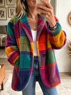 Women's Relaxed Brushed Check Shacket - Rainbow