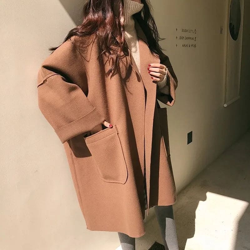 Women's Relaxed Longline Trench Coat in Wool Blend