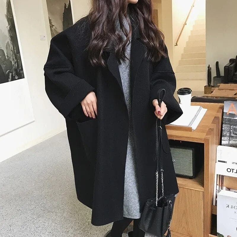 Women's Relaxed Longline Trench Coat in Wool Blend