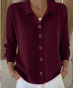 Women's Button-Front Cardigan with Structured Collar