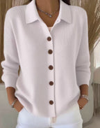 Women's Button-Front Cardigan with Structured Collar