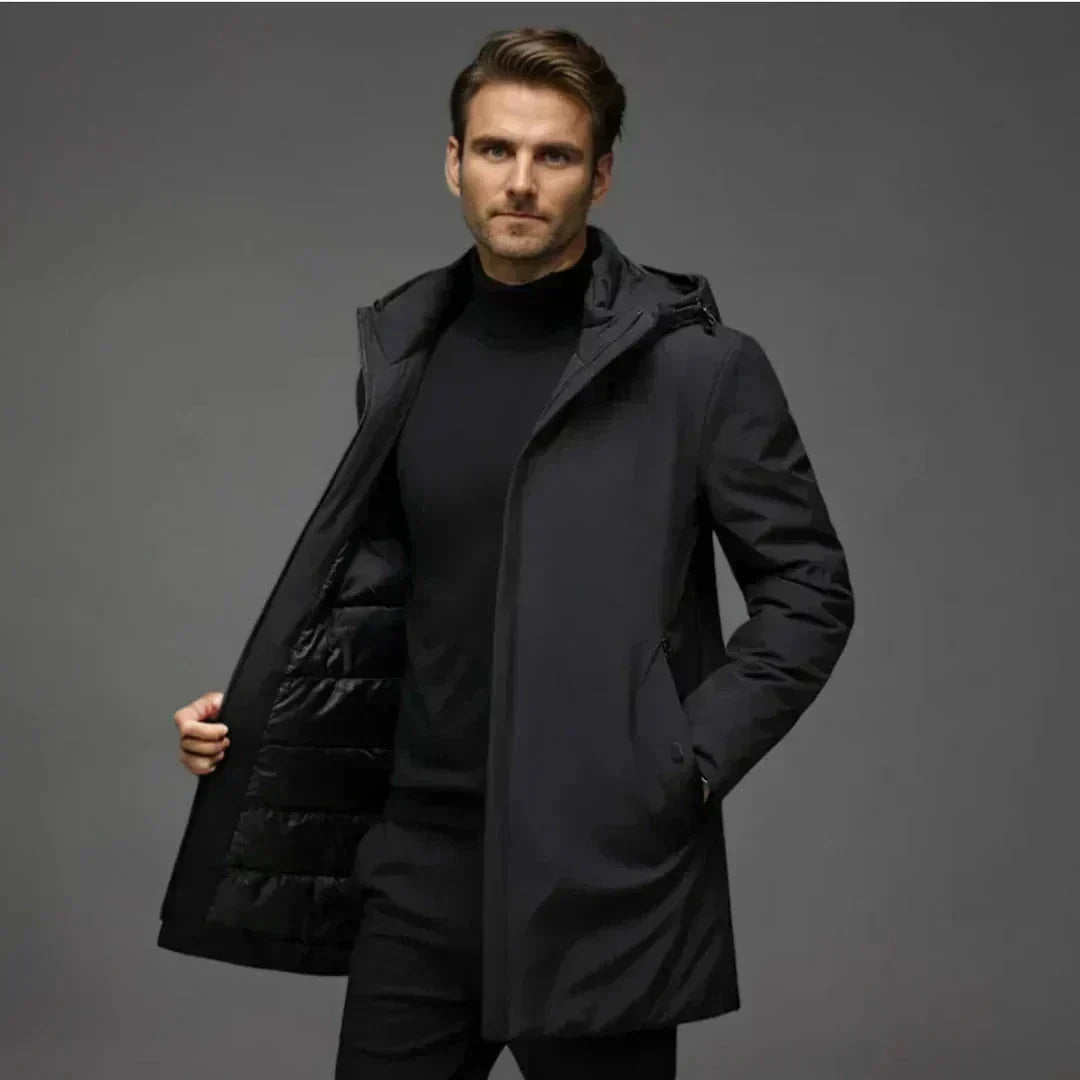 Men's Padded Hooded Parka Extended Hem Everyday Warmth