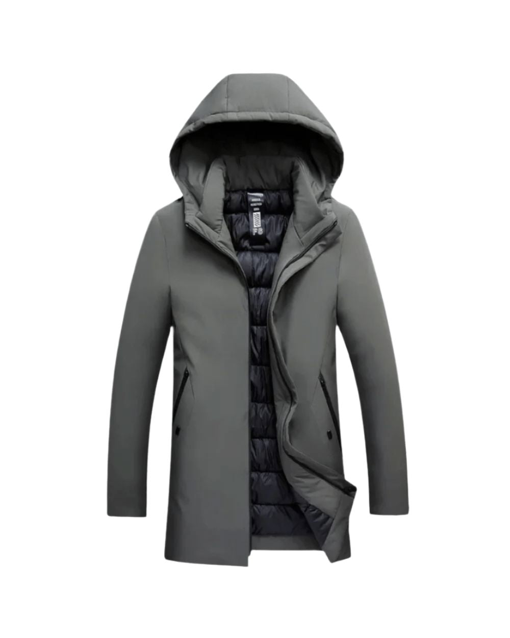 Men's Padded Hooded Parka Extended Hem Everyday Warmth – Grey