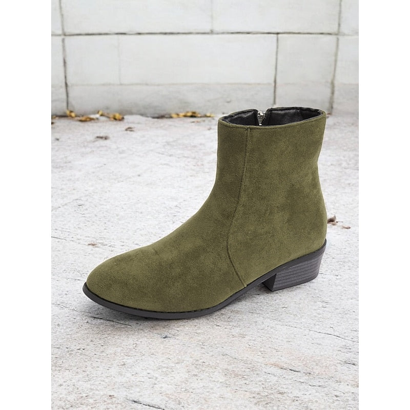 Women's Understated Side-Zip Ankle Boots with Gentle Block Heel