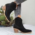 Women's Pull-On Western Chelsea Boots with Yoke Stitching – Black