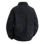Men's Cord Zip-Front Overshirt Jacket with Flap Pockets