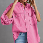 Women's Frayed Edge Boyfriend Denim Shacket