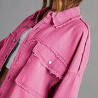 Women's Frayed Edge Boyfriend Denim Shacket