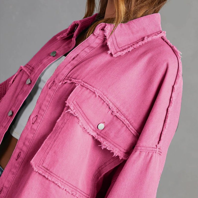Women's Frayed Edge Boyfriend Denim Shacket