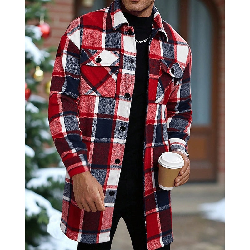 Women's Lapel Collar Check Overshirt with Utility Pockets