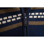 Women's Stand Collar Zip-Up Fair Isle Knit Cardigan