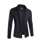 Men's Wide Shawl Neck Knit Cardigan - Black