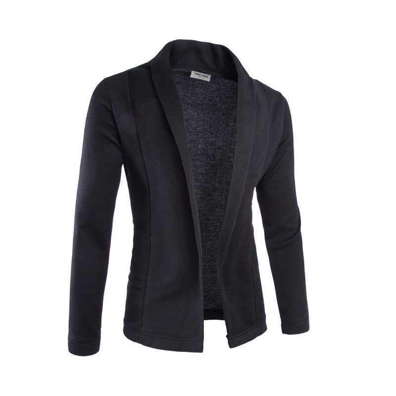 Men's Wide Shawl Neck Knit Cardigan - Black