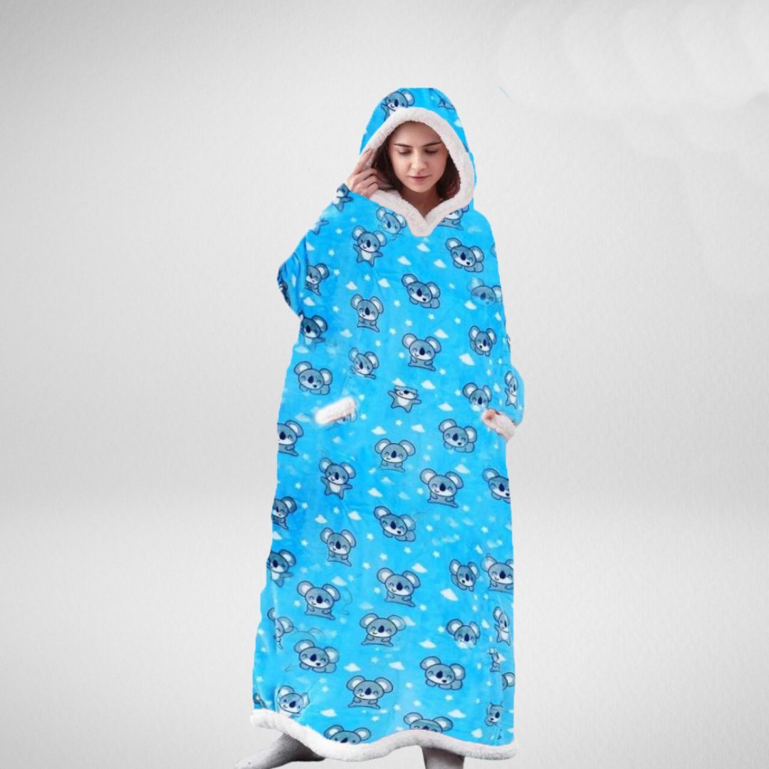 Women's Oversized Wearable Blanket Hoodie with Front Pockets – Sky Blue