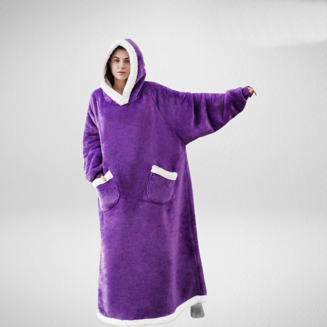Women's Oversized Wearable Blanket Hoodie with Front Pockets – Purple