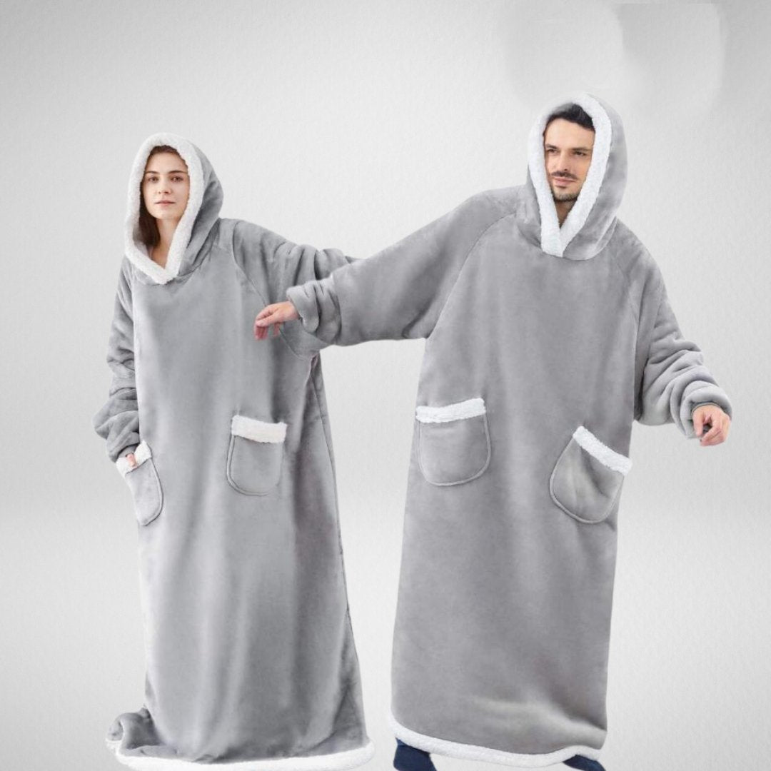 Women's Oversized Wearable Blanket Hoodie with Front Pockets – Grey