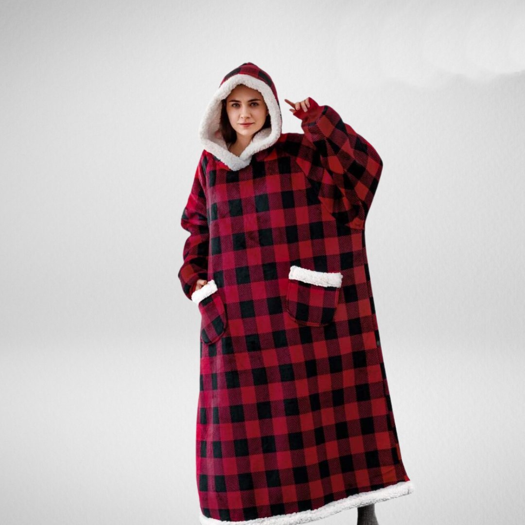 Women's Oversized Wearable Blanket Hoodie with Front Pockets – Red