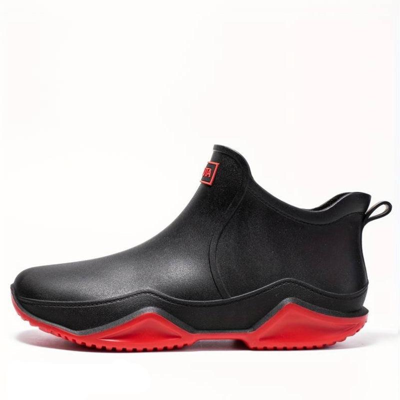 Women's Slip-On Waterproof Winter Ankle Boots – Black/Red