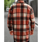 Women's Lapel Collar Check Overshirt with Utility Pockets