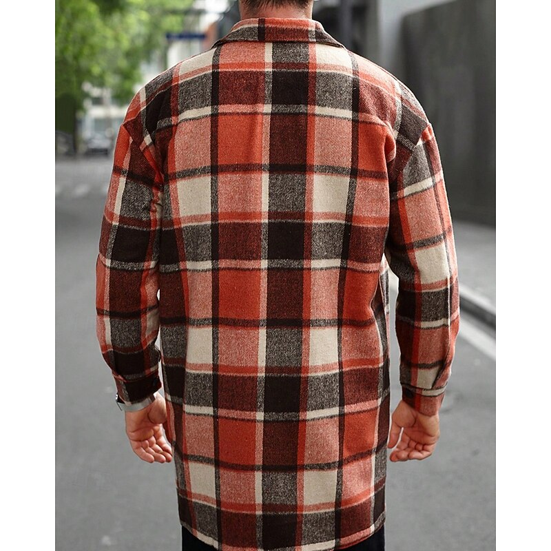 Women's Lapel Collar Check Overshirt with Utility Pockets