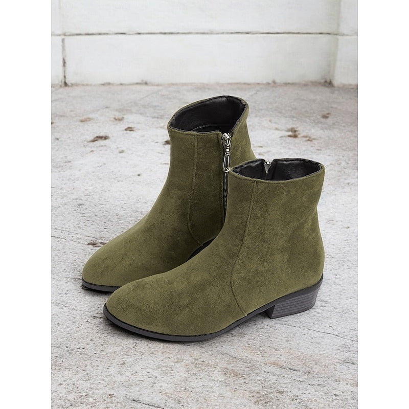 Women's Understated Side-Zip Ankle Boots with Gentle Block Heel