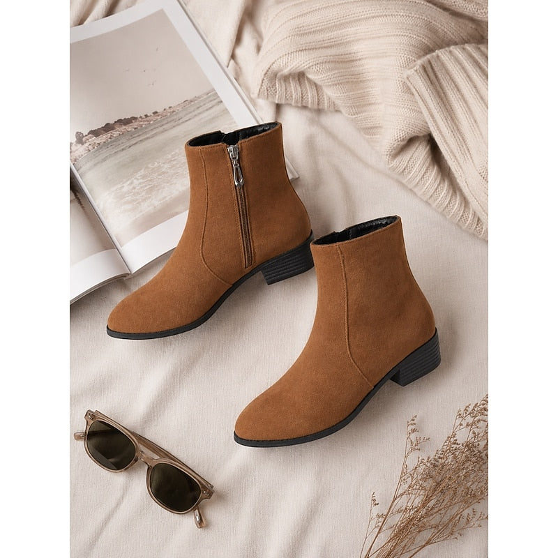 Women's Understated Side-Zip Ankle Boots with Gentle Block Heel