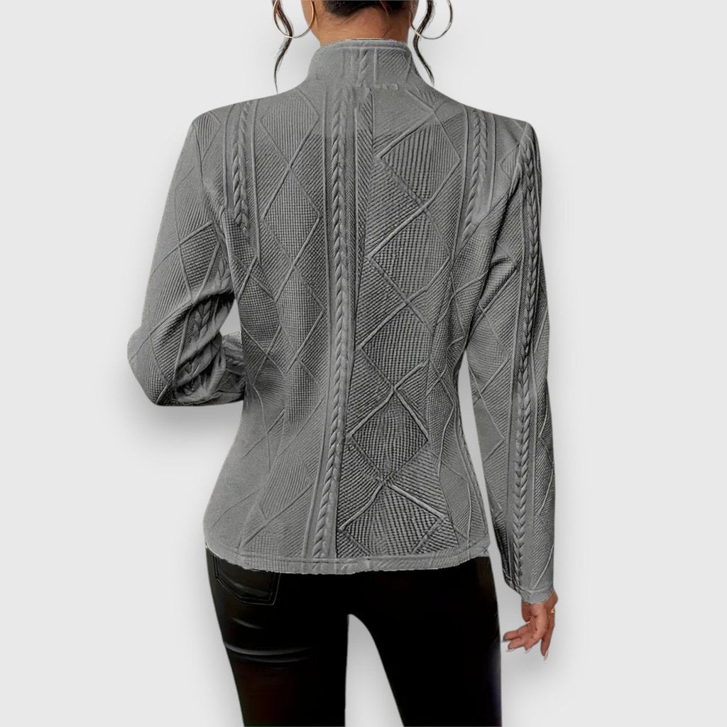 Women's Slim Cable-Knit Mock-Neck Jumper for Layering