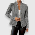 Women's Slim Cable-Knit Mock-Neck Jumper for Layering – Grey