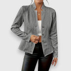Women's Slim Cable-Knit Mock-Neck Jumper for Layering – Grey