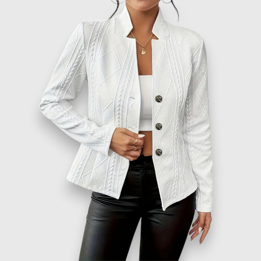 Women's Slim Cable-Knit Mock-Neck Jumper for Layering