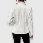 Women's Slim Cable-Knit Mock-Neck Jumper for Layering