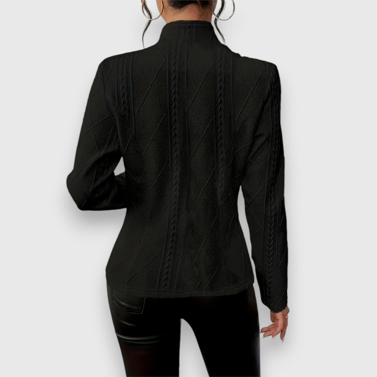 Women's Slim Cable-Knit Mock-Neck Jumper for Layering