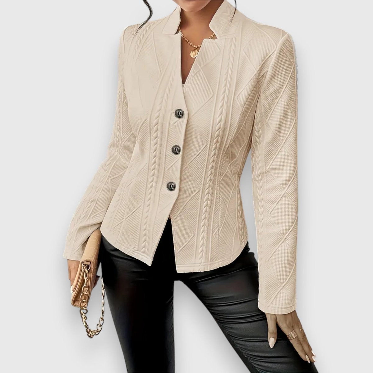Women's Slim Cable-Knit Mock-Neck Jumper for Layering