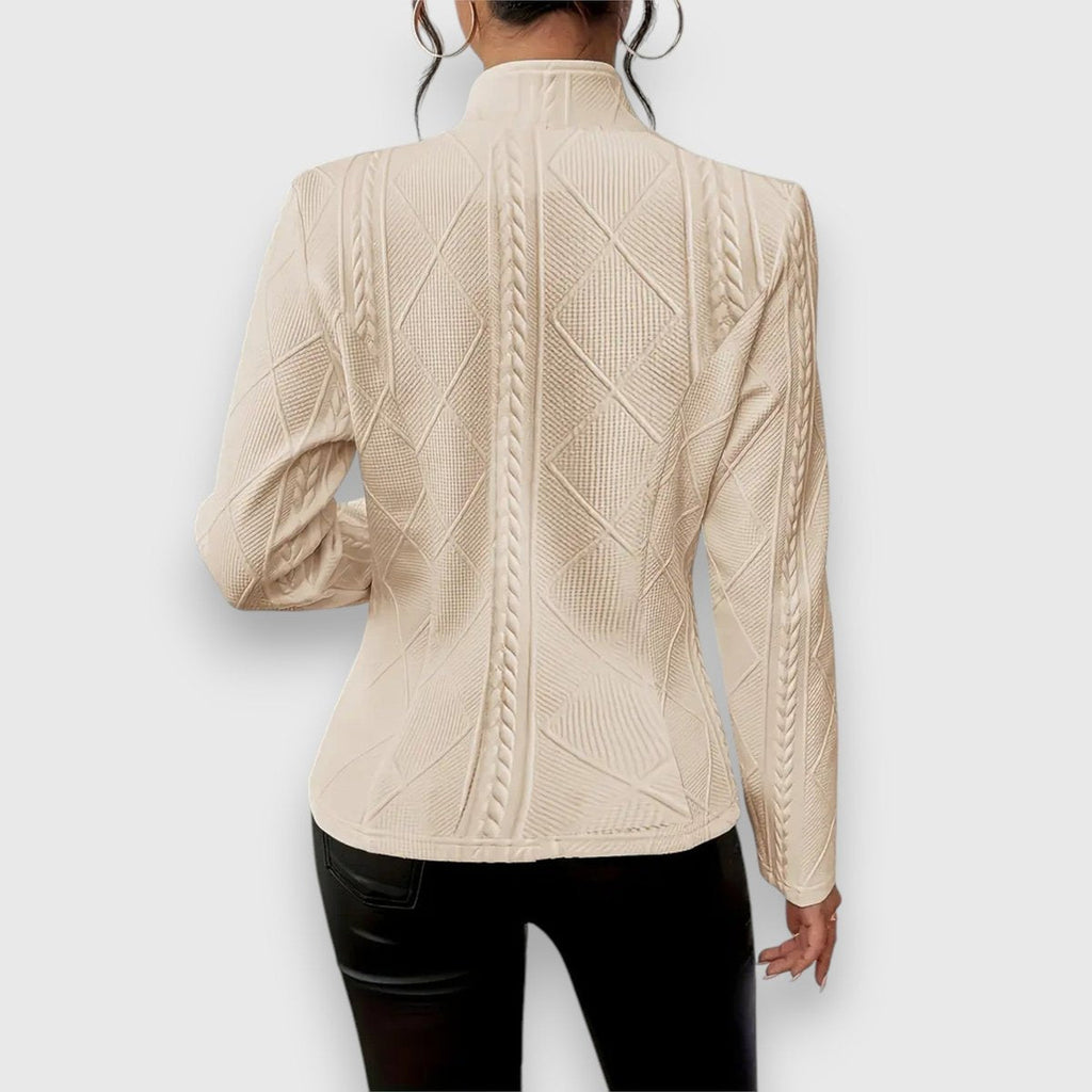Women's Slim Cable-Knit Mock-Neck Jumper for Layering