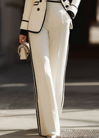 Women's Double-Breasted Blazer and High-Waisted Wide-Leg Trousers