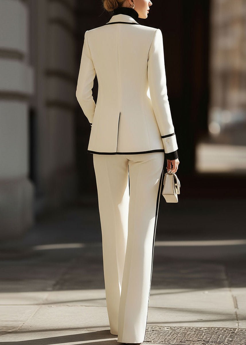 Women's Double-Breasted Blazer and High-Waisted Wide-Leg Trousers